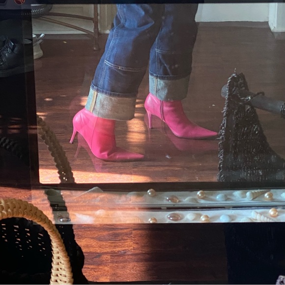 Y2K Hot pink pointed toe ankle boots - Picture 8 of 10